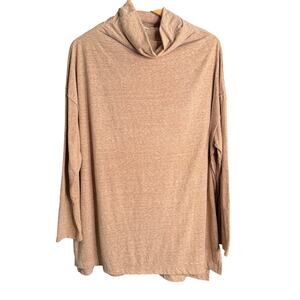 FREE PEOPLE | We the Free Oatmeal Heather Oversized Funnel neck tee Extra Small